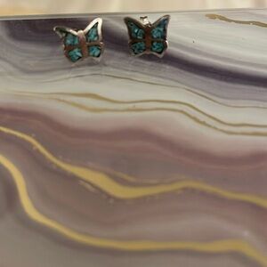 COPY - NWOT Sterling Silver Butterfly with Turquoise Inlay Earrings